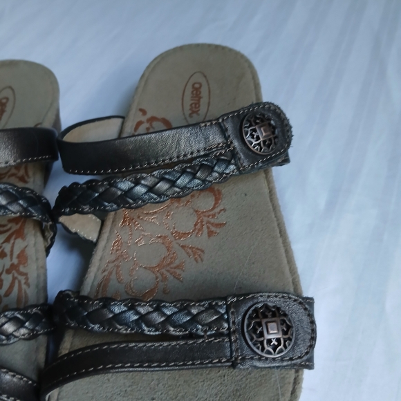 Aetrex Sandals 7 EU 37 Janey Braided Slide Cork Cushioned Comfort Casual - Picture 4 of 10